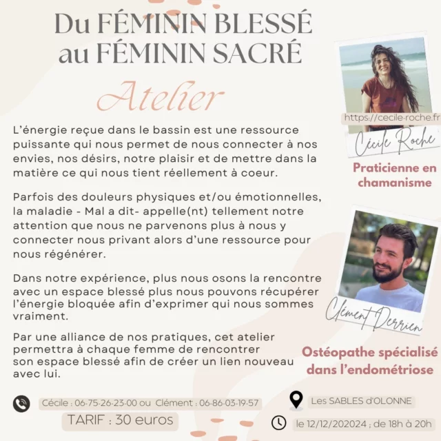 Proposition d'atelier pour les femmes.#femininblessé#femininsacre#developpementpersonnel