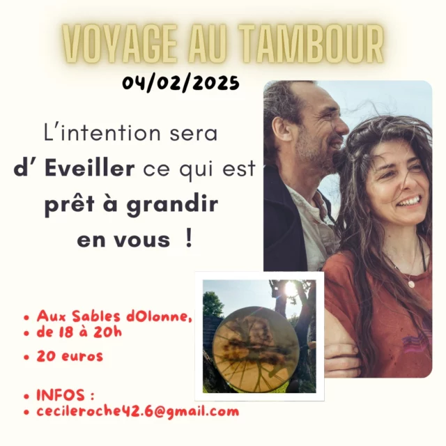 🌱 Imbolc, c'est le moment des graines cachées dans la Terre qui commencent à s'imprégner d'énergie, à vibrer doucement en attendant l'éclosion. C'est une invitation à ressentir cette même force en vous : ce rêve, cette intention, cette création qui sommeille et qui ne demande qu'à s'éveiller.
Avec le soutien du tambour, vous serez guidé(e) à explorer votre graine intérieure, à la nourrir de lumière, de chaleur. Ce voyage sera un espace pour éveiller, incarner et célébrer ce qui est prêt à grandir en vous. 🌟
💫 Vous repartirez avec :
Une énergie renouvelée, prête à nourrir vos projets et vos rêves.
Une clarté sur ce qui est prêt à éclore dans votre vie.
Un sentiment profond de connexion à vous-même et à la nature.

💌 Réservation : Contactez-nous par message privé ou par mail : cecileroche42.6@gmail.com
#VoyageAuTambour #Imbolc #FeuIntérieur #Créativité #Éveil #TambourChamanique #Transformation #NatureEtSpiritualité #ConnexionÀSoi #ÉnergiesDeLaTerre #Renaissance #PuissanceIntérieure #SpiritualitéEnsemble